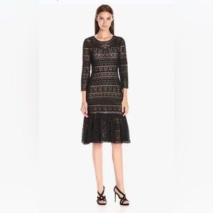 STUNNING & NEW: Rebecca Taylor Black Geometric Lace Dress